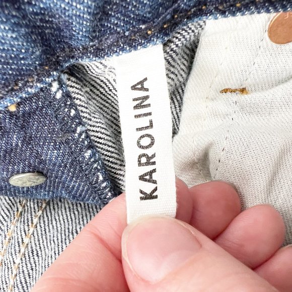 GRLFRND Karolina Ultra High Waisted Rigid Denim Slim Button Fly Dark Jeans - 26 - Picture 5 of 11